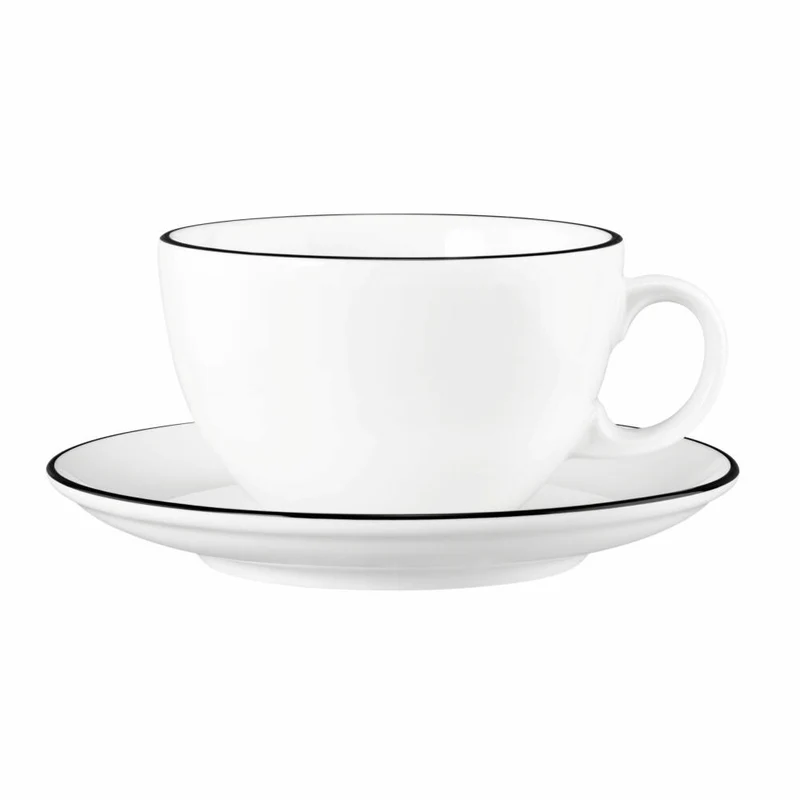 Seltmann Weiden Modern Life Milchkaffeetasse, Kaffeetasse, Kaffee Tasse, Porzellan, Black Line, 370 ml, 001.758875