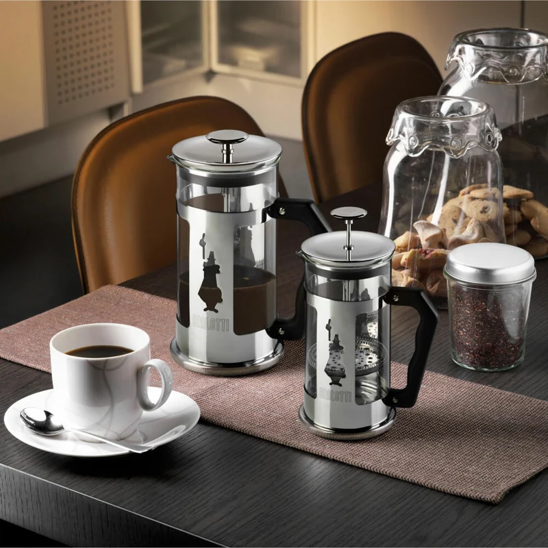 Bialetti Kaffeebereiter Preziosa 350 ml, Kaffeekanne, French Press, Kaffeepresse, Glas, Silber, K3160
