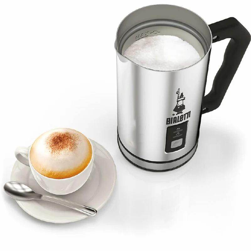 Bialetti Milchaufschäumer Elettric Mk01, 240ml, Elektrisch, Milchschäumer, Milch, Latte, Edelstahl, Silber, 4430