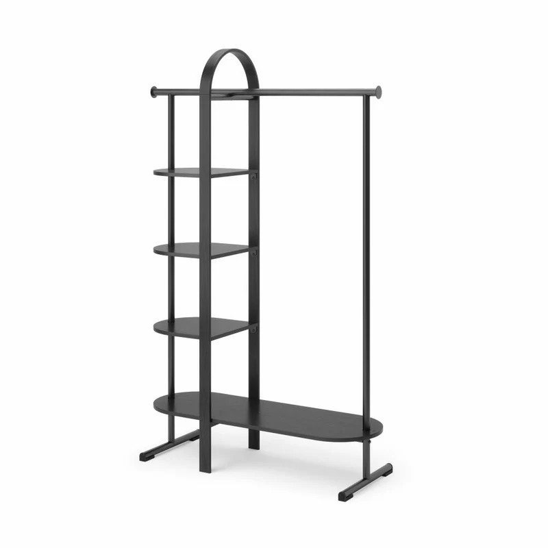 Umbra Kleiderständer Bellwood, Flurgarderobe mit Ablage, Holz, Schwarz, 106 x 39 x 167 cm, 1019131-040