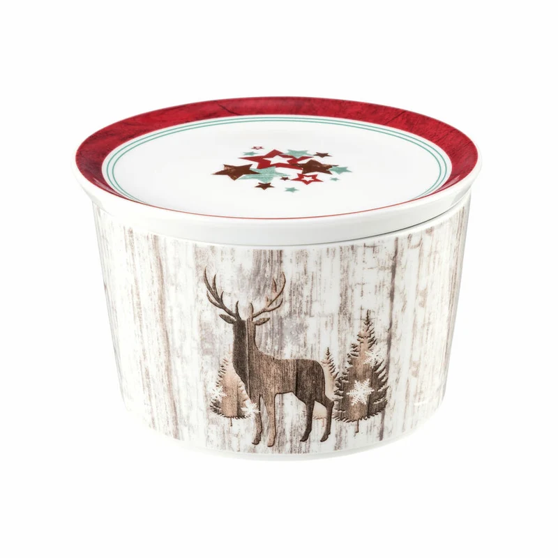 Seltmann Weiden Life Schale Rund mit Deckel, Dipschale, Snackschale, Porzellan, Christmas, Ø 14 cm, 001.753902