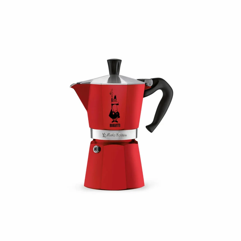 Bialetti Espressokocher Moka Express Color für 6 Tassen, Espresso, Espressokanne, Kaffeebereiter, Aluminium, Rot, 270 ml, 4943
