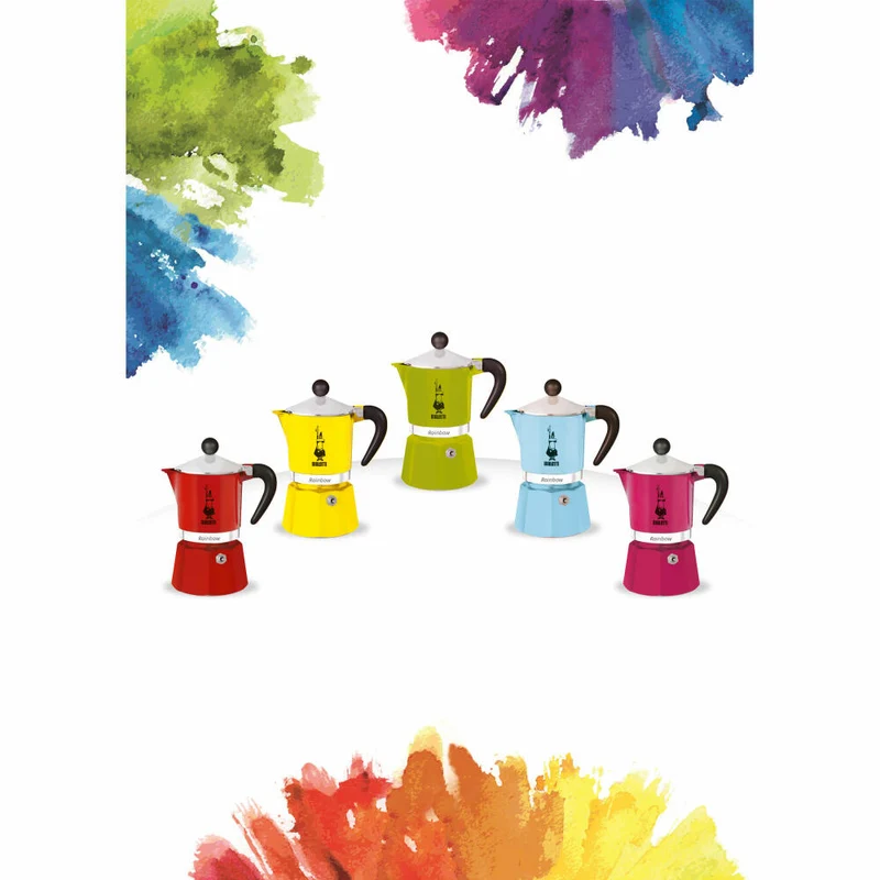 Bialetti Espressokocher Rainbow für 6 Tassen, Espresso, Espressokanne, Kaffeebereiter, Aluminium, Grün, 270 ml, 4973