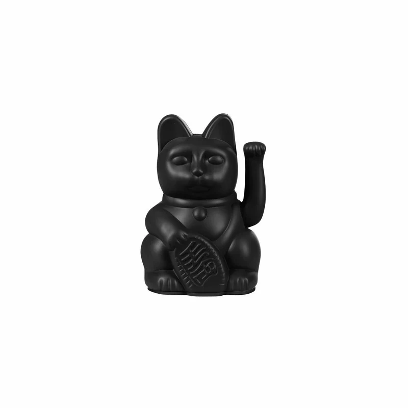 Donkey Products Winkekatze Lucky Cat Mini Maneki Neko, Glücksbringer, Kunststoff, Schwarz, 10 cm, 330634