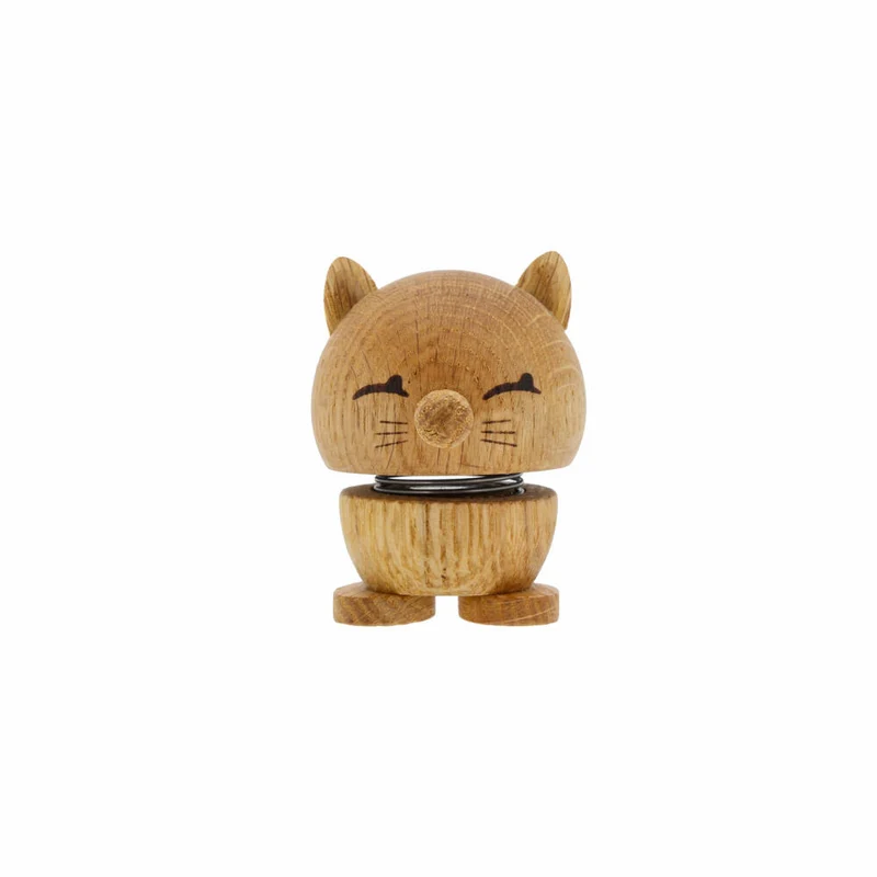 Hoptimist Dekofigur Cat Oak, Katze, Wackelfigur, Eichenholz, 6.3 cm, 28746