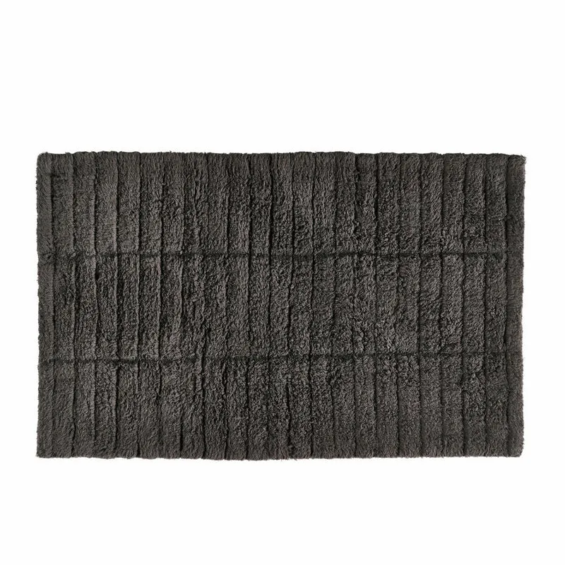 Zone Denmark Badematte Tiles, Badteppich, Badvorleger, Duschvorleger, Baumwolle, Anthracite, 80 x 50 cm, 13531