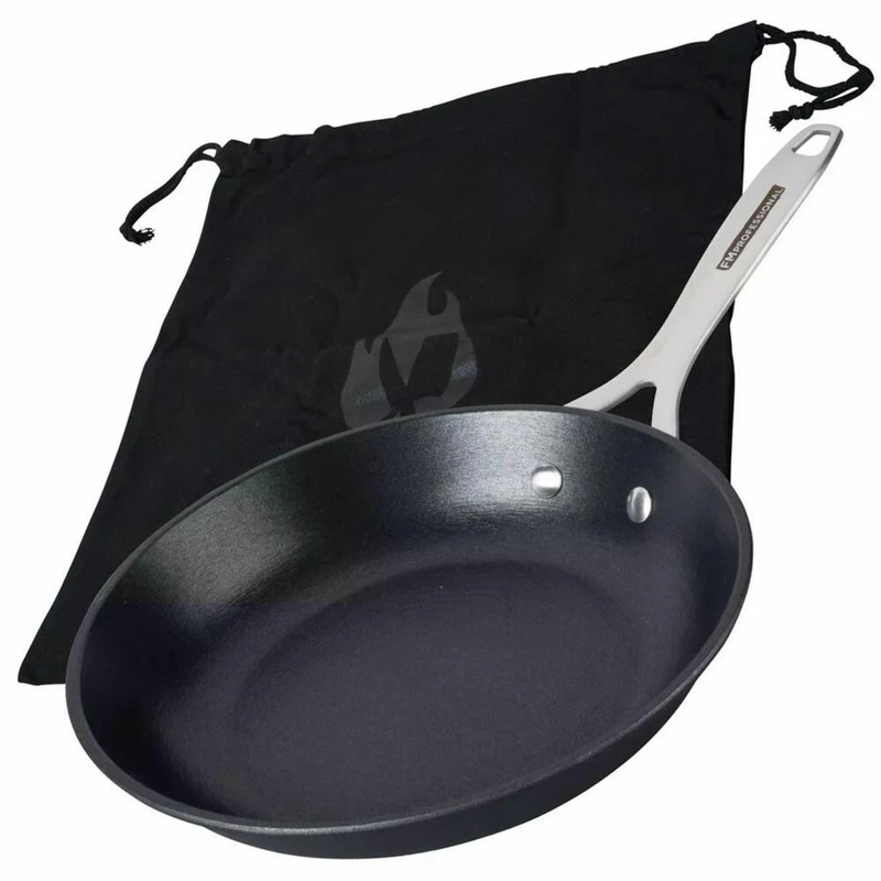 FMprofessional Profi-Bratfanne Force, Induktionsfähig, Gusseisen mit Edelstahlgriff, Schwarz, 24 cm, 22170