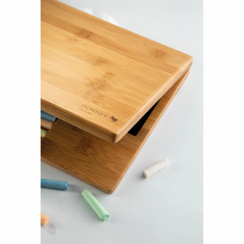 Donkey Products Maltafel I-Wood in Notebook-Form, Kreidetafel mit Kreide, Bambus, Metall, Braun, Schwarz, 28 x 19.5 cm, 900306