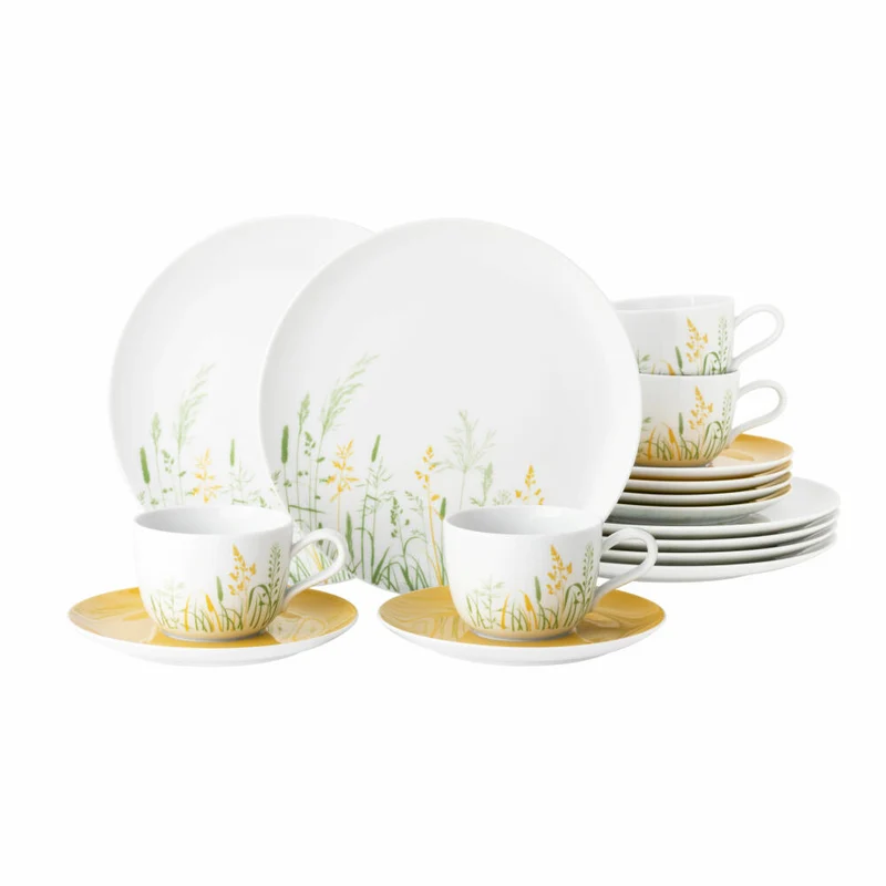 Seltmann Weiden Liberty Kaffeeservice, 18-tlg., Kaffee Service, Geschirrset, Porzellan, Meadow Grasses Curry, 001.769722