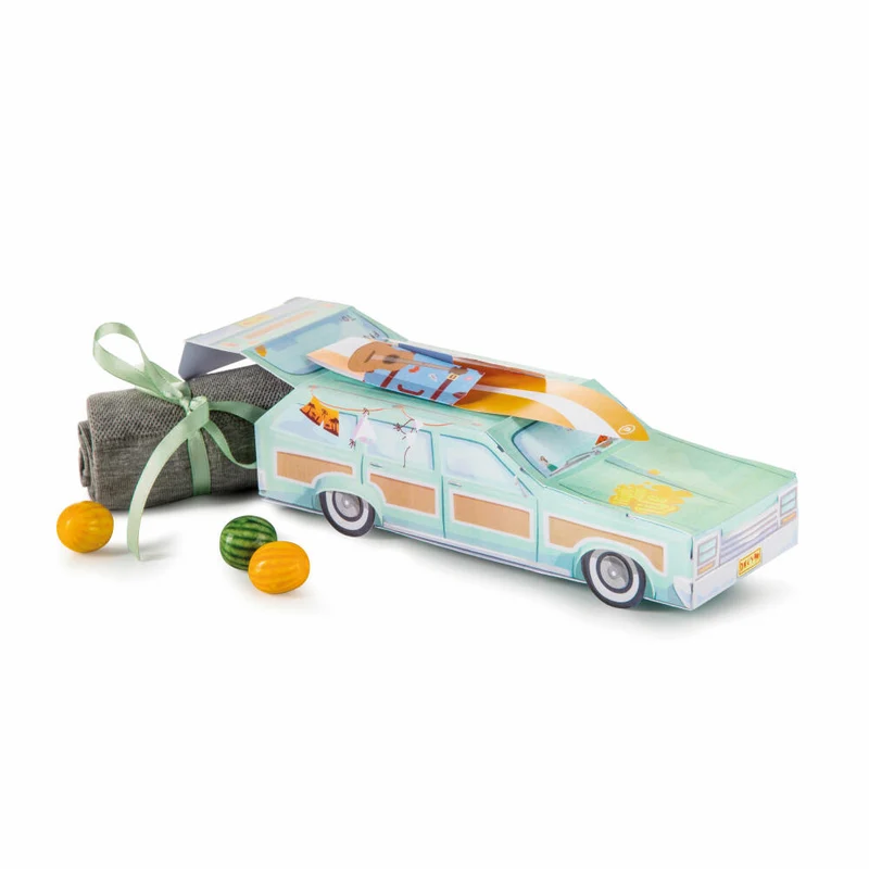 Donkey Products Faltbare Geschenkbox Gift Station Wagon, Geschenkverpackung, Papier, Grün, 19 x 6.5 x 9.2 cm, 400467