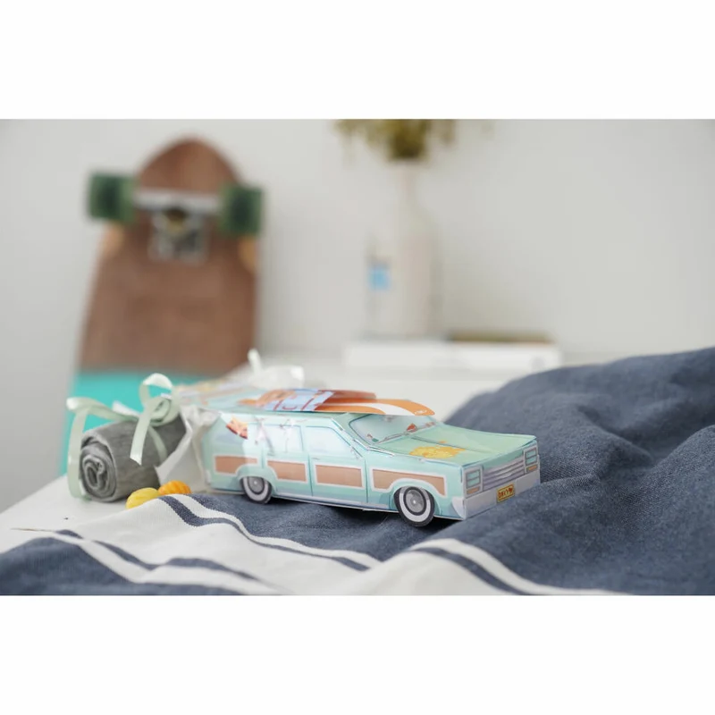 Donkey Products Faltbare Geschenkbox Gift Station Wagon, Geschenkverpackung, Papier, Grün, 19 x 6.5 x 9.2 cm, 400467
