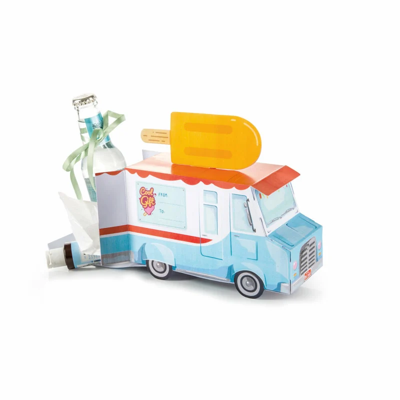 Donkey Products Faltbare Geschenkbox Gift Food Truck, Geschenkverpackung, Papier, Blau, 18.2 x 7.5 x 16 cm, 400466