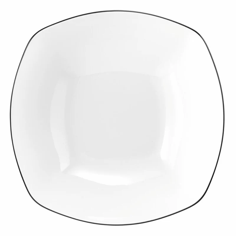 Seltmann Weiden Lido Schüssel Eckig, Servierschale, Schale, Porzellan, Black Line, 24.7 cm, 001.755572
