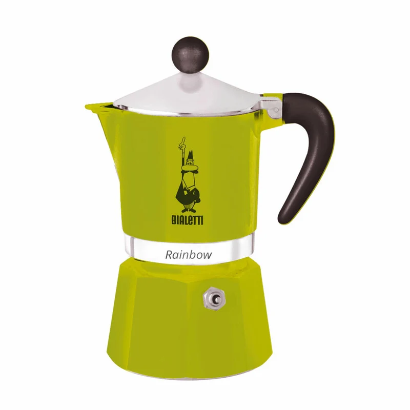 Bialetti Espressokocher Rainbow für 6 Tassen, Espresso, Espressokanne, Kaffeebereiter, Aluminium, Grün, 270 ml, 4973