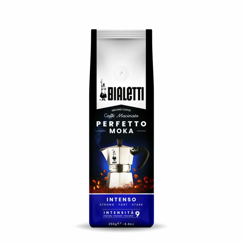 Bialetti Perfetto Moka Intenso, Kaffee gemahlen, Röstkaffee, Intensität 9, 250 g, 96080317