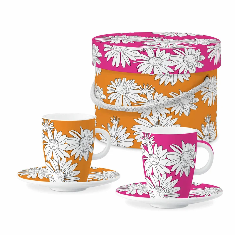 PPD Peggy pink and orange E-Cup, 2er Set, Espressotasse, Espresso Tasse, in Geschenkbox, New Bone China, 80 ml, 162902342