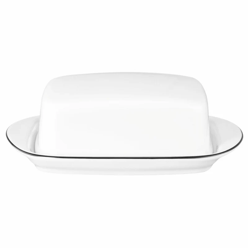 Seltmann Weiden Lido Butterdose, für 250 g, Butterschale, Porzellan, Black Line, 001.771468