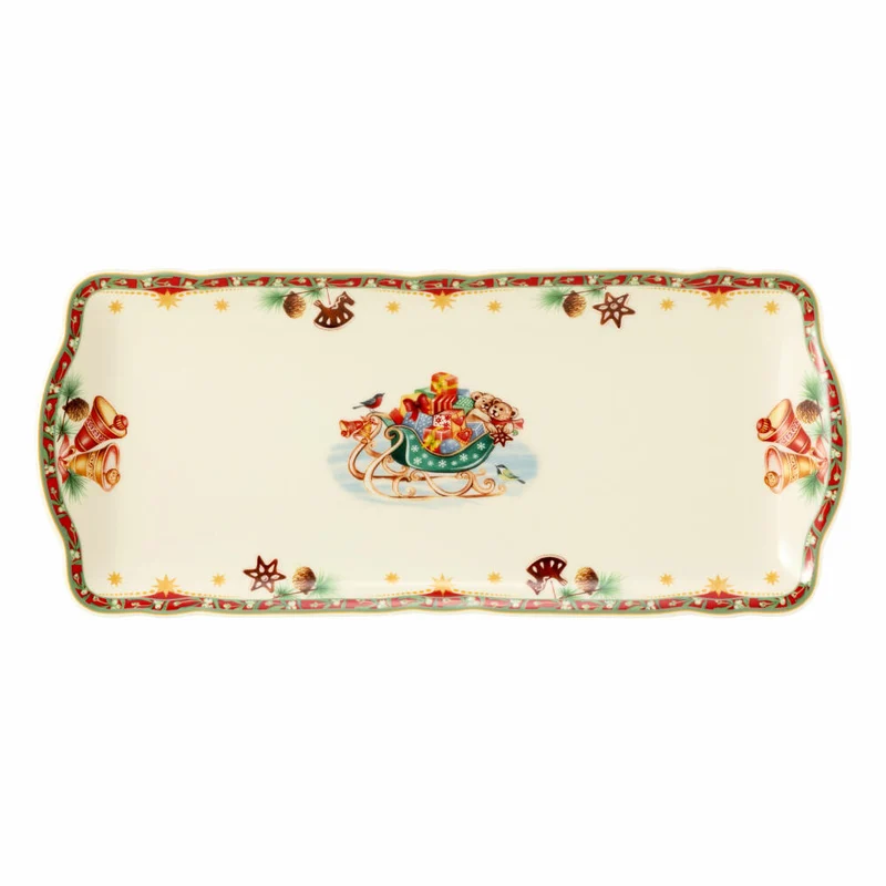 Seltmann Weiden Marie-Luise Kuchenplatte Eckig, Servierplatte, Servierteller, Porzellan, Weihnachtsnostalgie, 34.6 x 14.9 cm, 001.756790