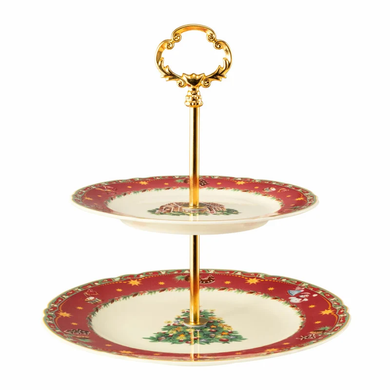 Seltmann Weiden Marie-Luise Etagere, Servierständer, Servierplatte, Porzellan, Weihnachtsnostalgie, H 25 cm, 001.756791