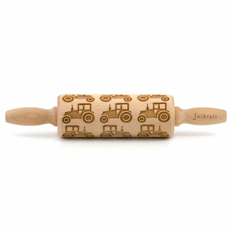Folkroll Teigrolle Traktor, junior, 23 cm, Nudelholz, Prägerolle, Muster, Motiv, Rolle, Buchenholz, 332832