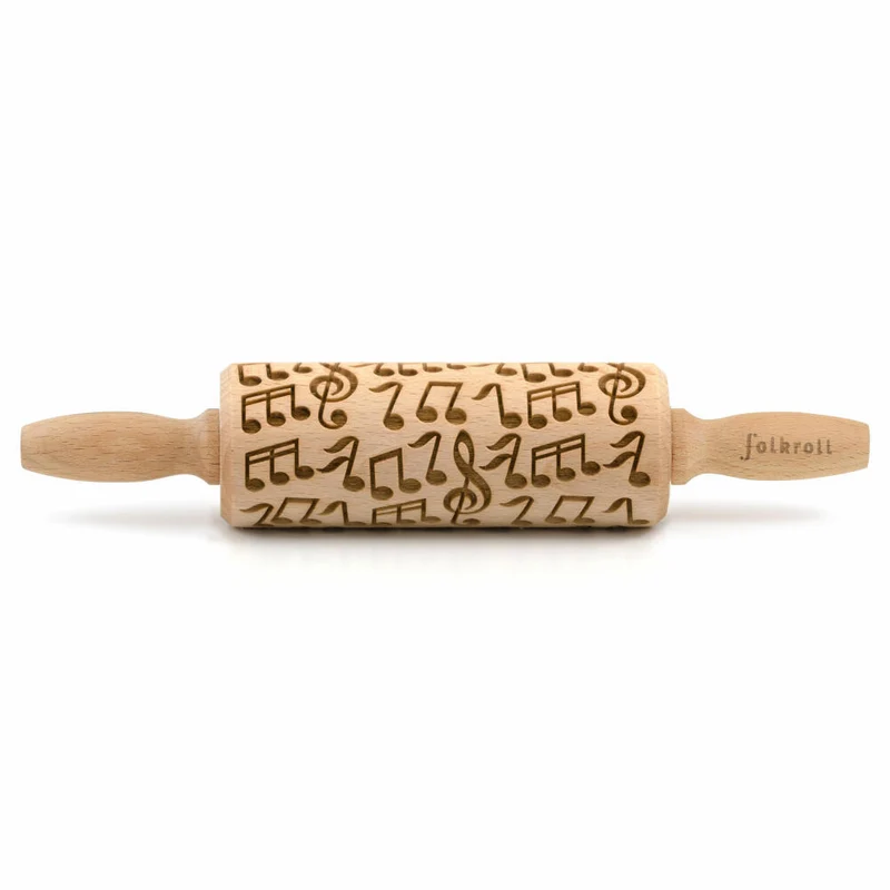 Folkroll Teigrolle Musik, junior, 23 cm, Nudelholz, Prägerolle, Muster, Motiv, Rolle, Buchenholz, 332849