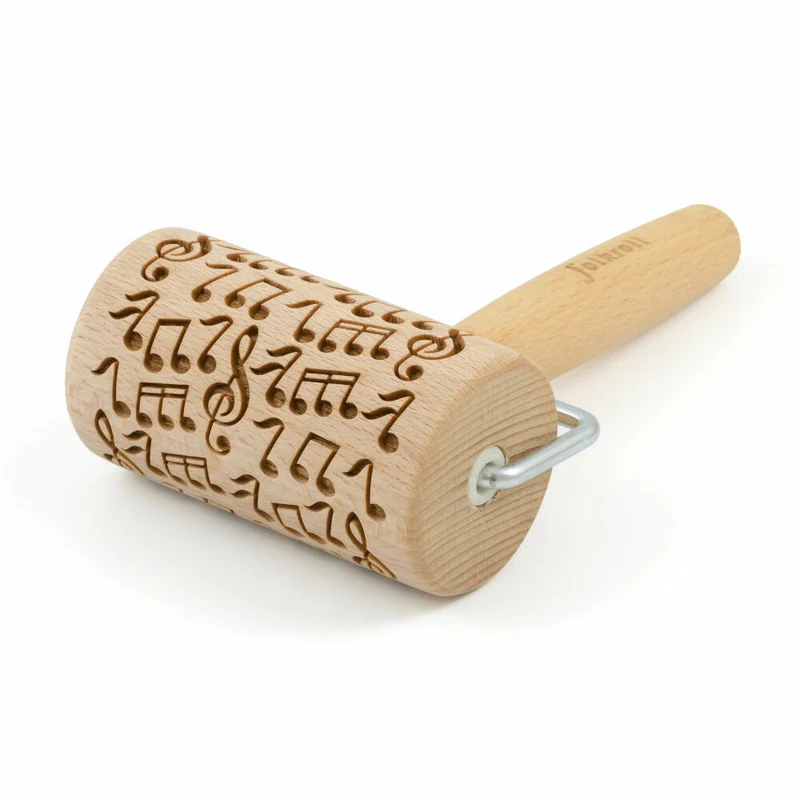 Folkroll Teigrolle Musik, mini, 9.5 cm, Nudelholz, Prägerolle, Muster, Motiv, Rolle, Buchenholz, 332917