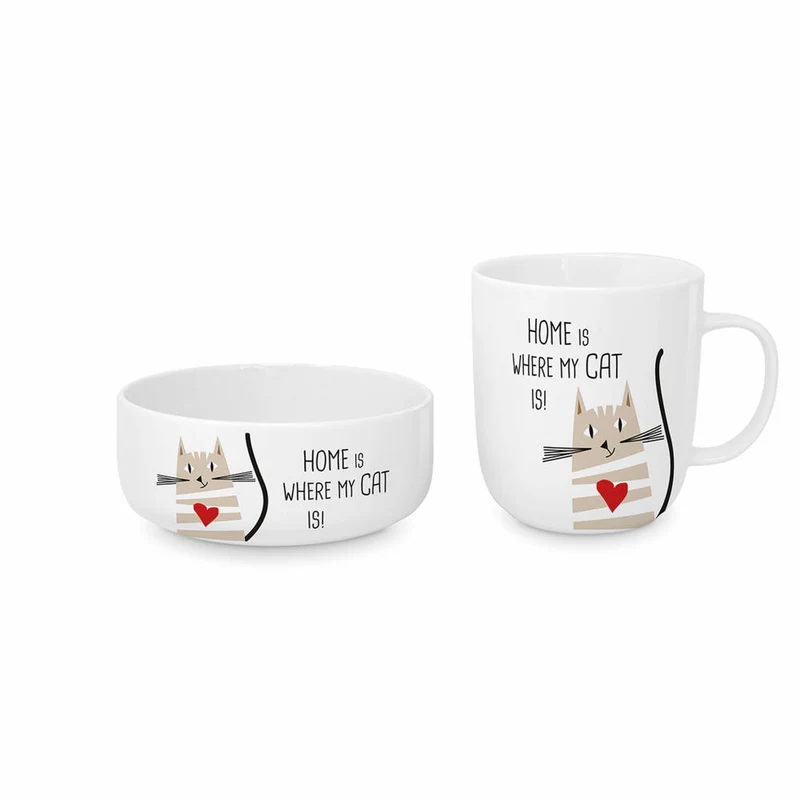 PPD Home Cat Set, 2-tlg., Futternapf, Napf, Tasse, Kaffeebecher, New Bone China, 163901691