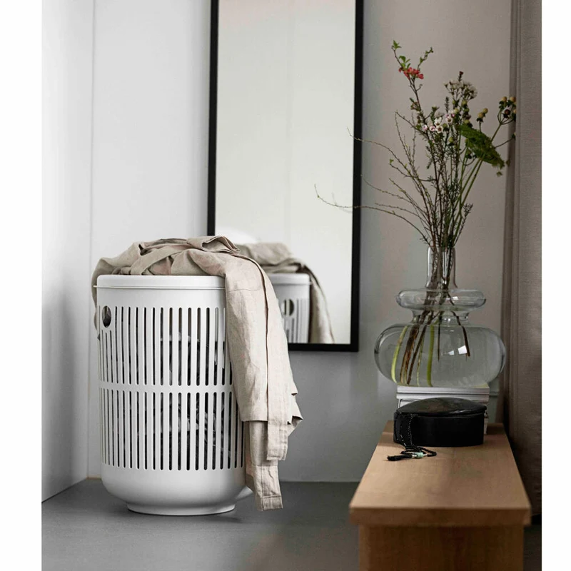 Zone Denmark Wäschekorb Ume, Wäschebox, Wäschetruhe, Wäschesammler, Kunststoff, Soft Grey, 60 L, 26527