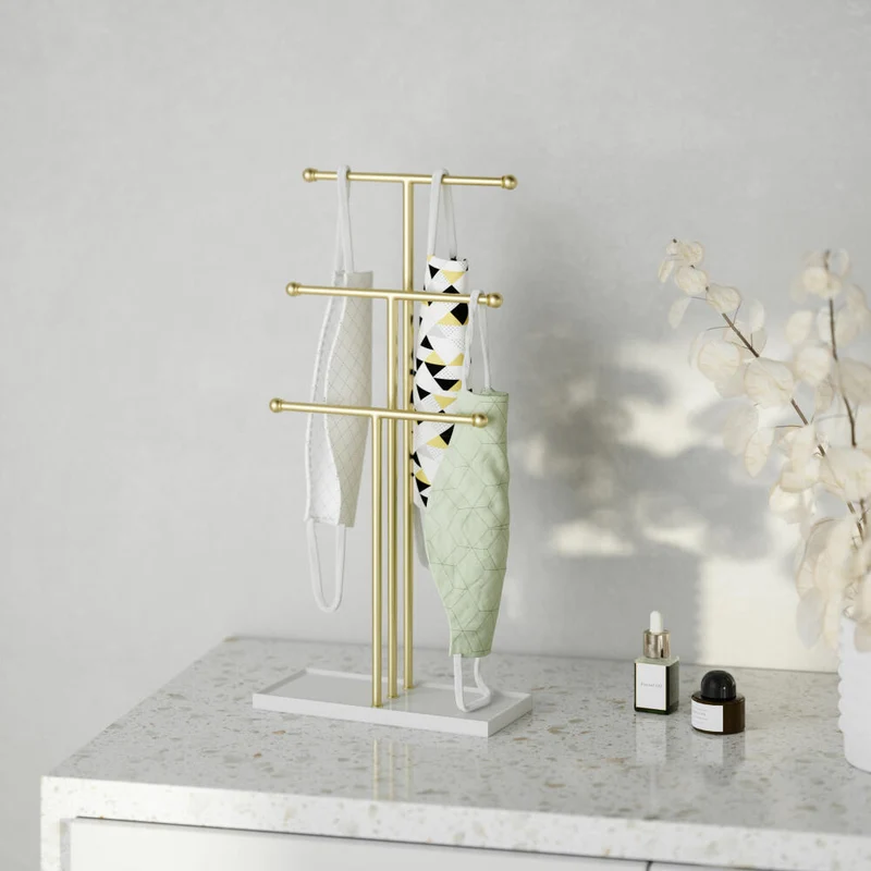 Umbra Schmuckbaum Trigem, Schmuckständer, Stahl, Weiß / Messing, 48 cm, 1017310-524