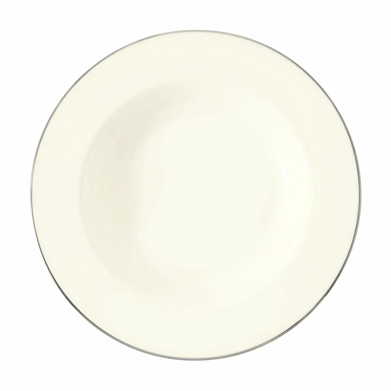 Königlich Tettau Saphir Suppenteller Rund, Pastateller, Speiseteller, Porzellan, Argento, Ø 23.2 cm, 004.104546