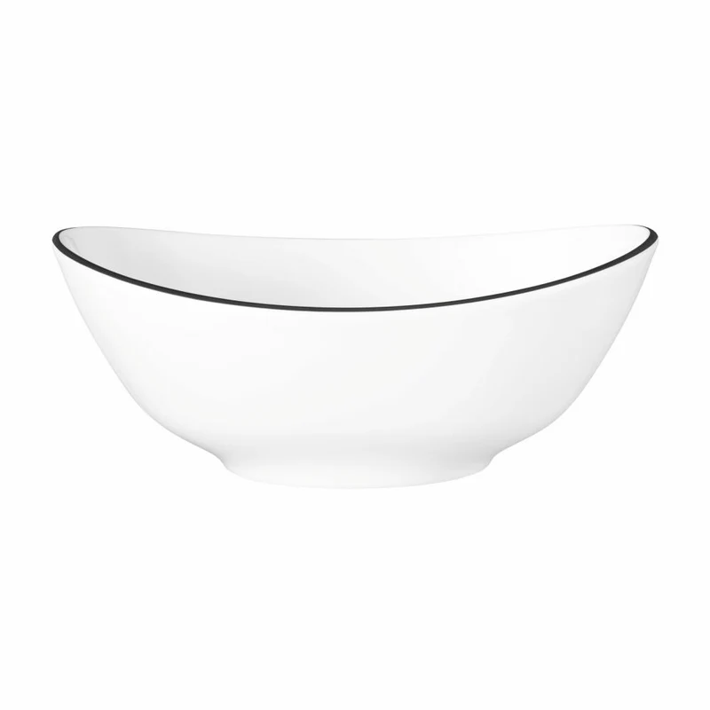 Seltmann Weiden Modern Life Bowl Oval, Schale, Schüssel, Porzellan, Black Line, 18.9 x 15.8 cm, 001.771826