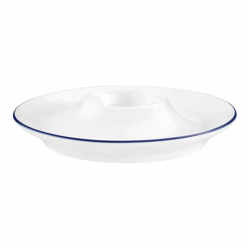 Seltmann Weiden Compact Eierbecher mit Ablage, Eierhalter, Eier Becher, Porzellan, Blaurand, 001.718870