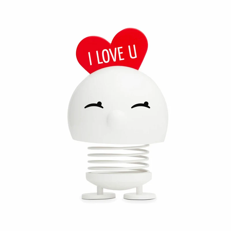 Hoptimist Dekofigur Love Bimble M White, Wackelfigur mit Herz, Kunststoff, Weiß, 12 cm, 27891