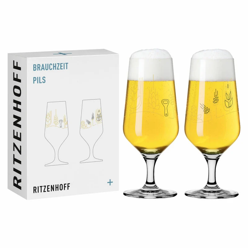 Ritzenhoff Brauchzeit Pils 011 012 F24, 2er Set, Ritzenhoff Design Team, Pilsglas, Kristallglas, 374 ml, 3471006