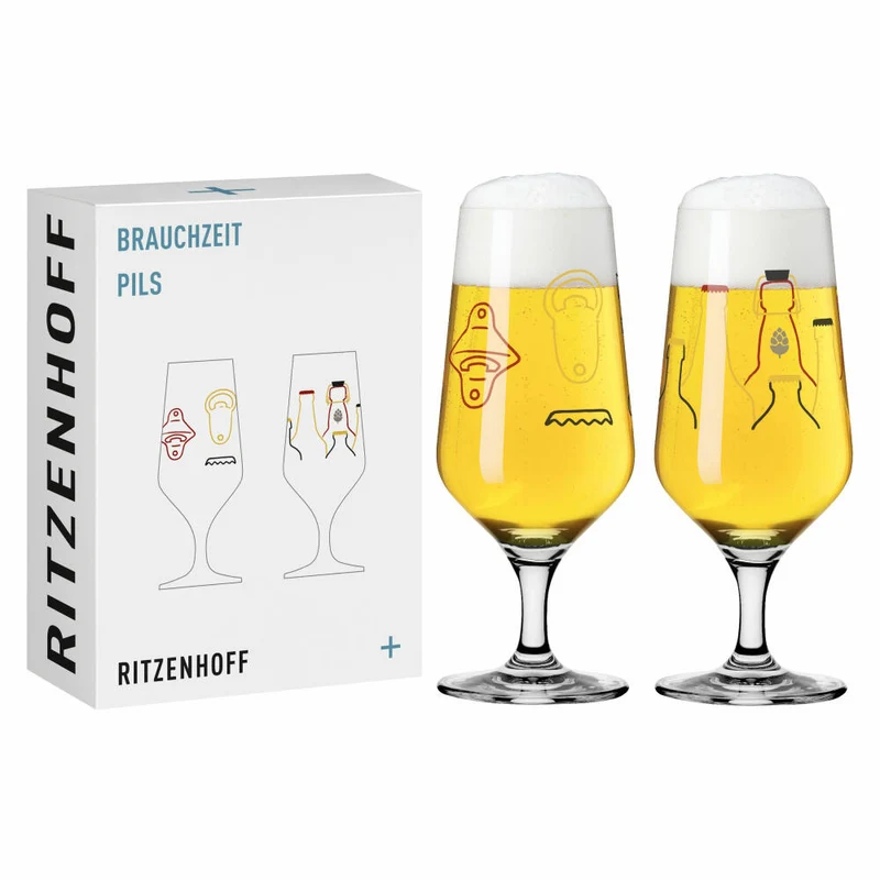 Ritzenhoff Brauchzeit Pils 013 014 F24, 2er Set, Ritzenhoff Design Team, Pilsglas, Kristallglas, 374 ml, 3471007