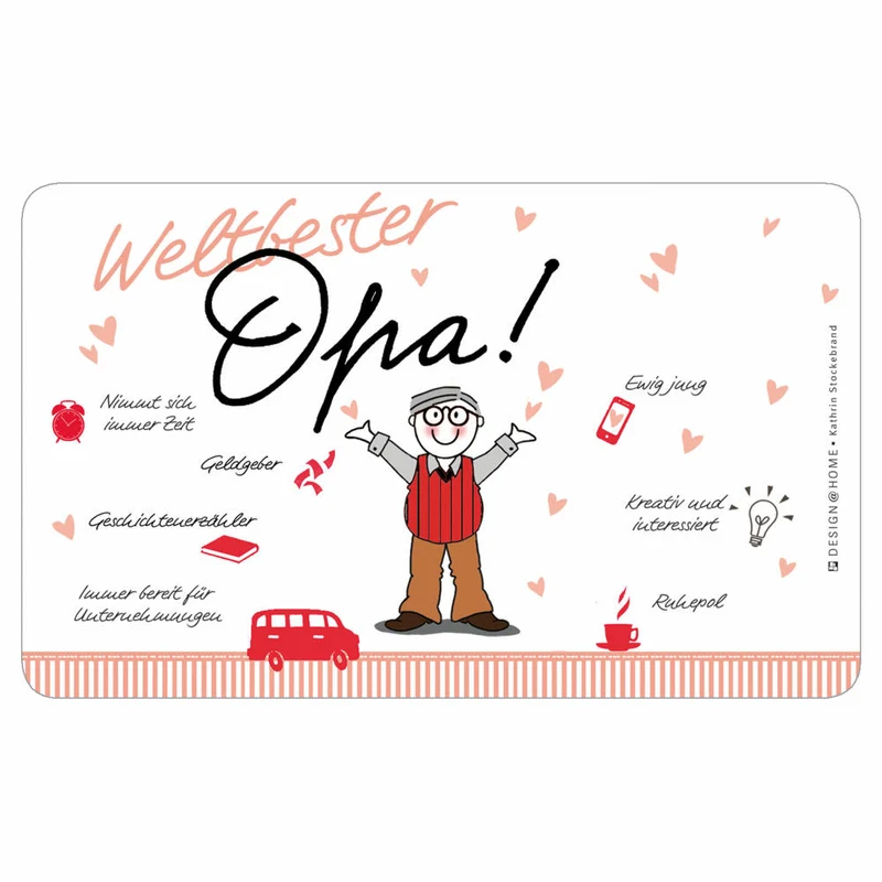 PPD Tray Weltbester Opa, Frühstücksbrettchen, Brettchen, Frühstück, Resopal, 14.3 x 23.3 cm, 661235