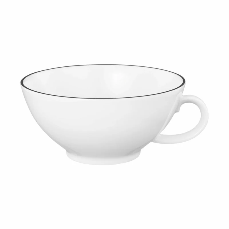 Seltmann Weiden Lido Teetasse, Tee Tasse, Kaffeetasse, Porzellan, Black Line, 140 ml, 001.741626