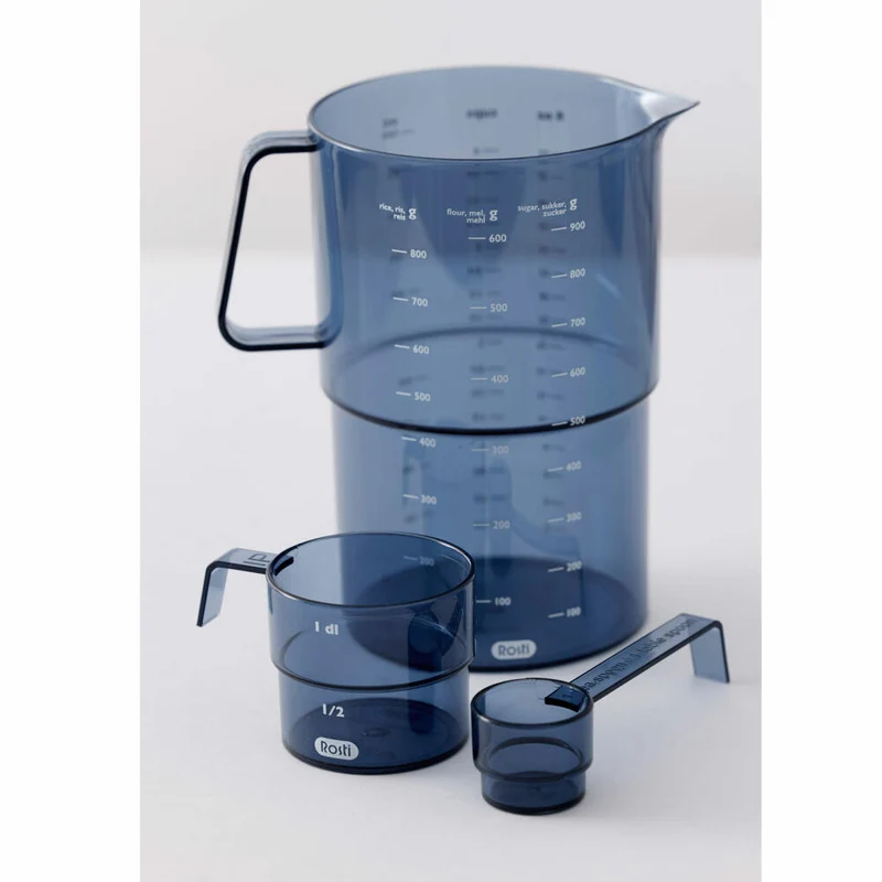Rosti Messbecher Mensura, Messkanne, Abmessbecher, SAN-Kunststoff, Dusty Blue, 1 L, 25299