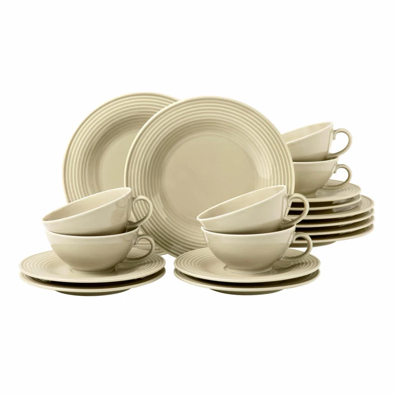 Seltmann Weiden Beat Teeservice Klein, 18-tlg., Tee Service, Geschirrset, Geschirr Set, Porzellan, Sandbeige, 001.766284
