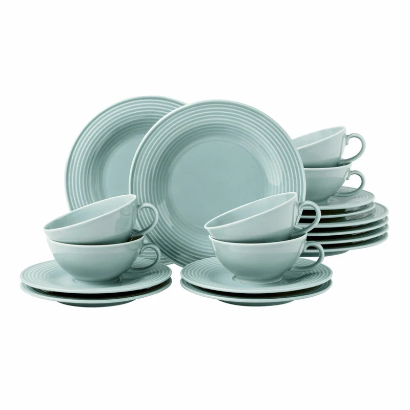Seltmann Weiden Beat Teeservice Klein, 18-tlg., Tee Service, Geschirrset, Geschirr Set, Porzellan, Arktisblau, 001.766285