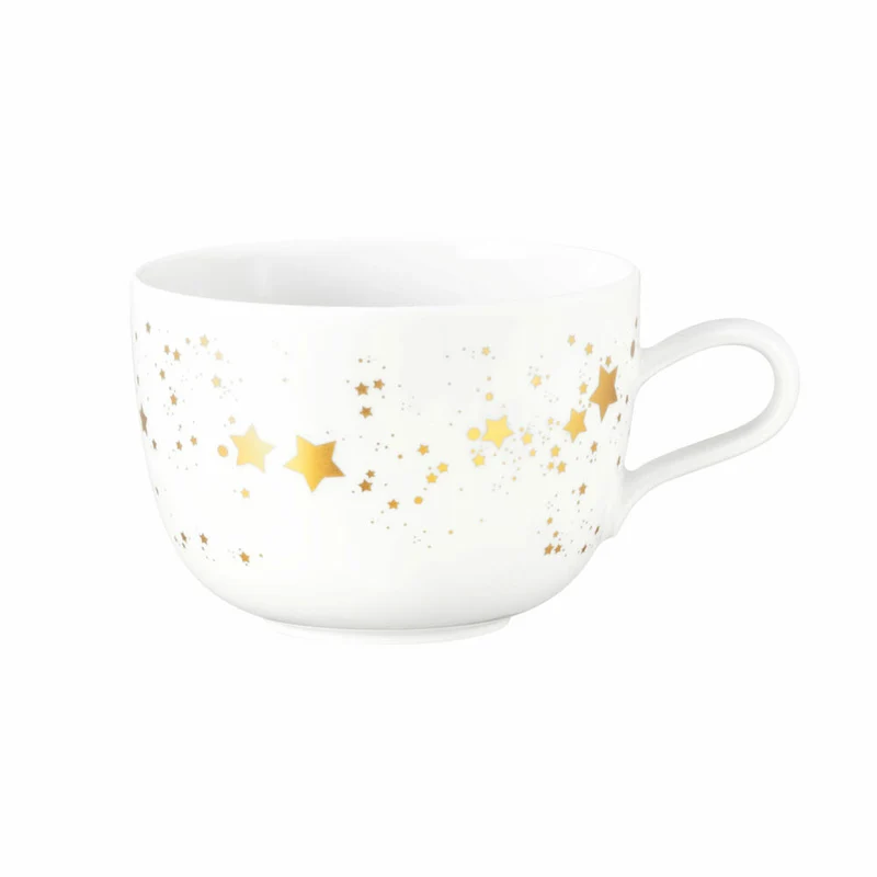 Seltmann Weiden Liberty Milchkaffeeobertasse, Milchkaffeetasse, Kaffeetasse, Kaffee Tasse, Porzellan, Golden Stars, 400 ml, 001.772109