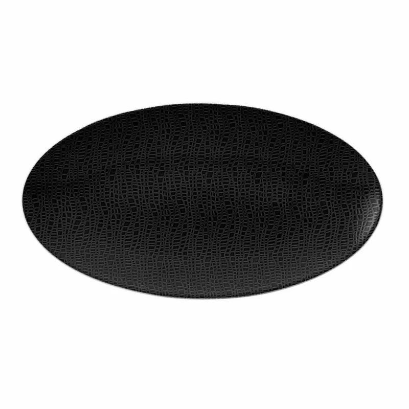 Seltmann Weiden Life Servierplatte Oval, Platte, Servierteller, Porzellan, Fashion Glamorous Black, 32.9 x 17.9 cm, 001.745798