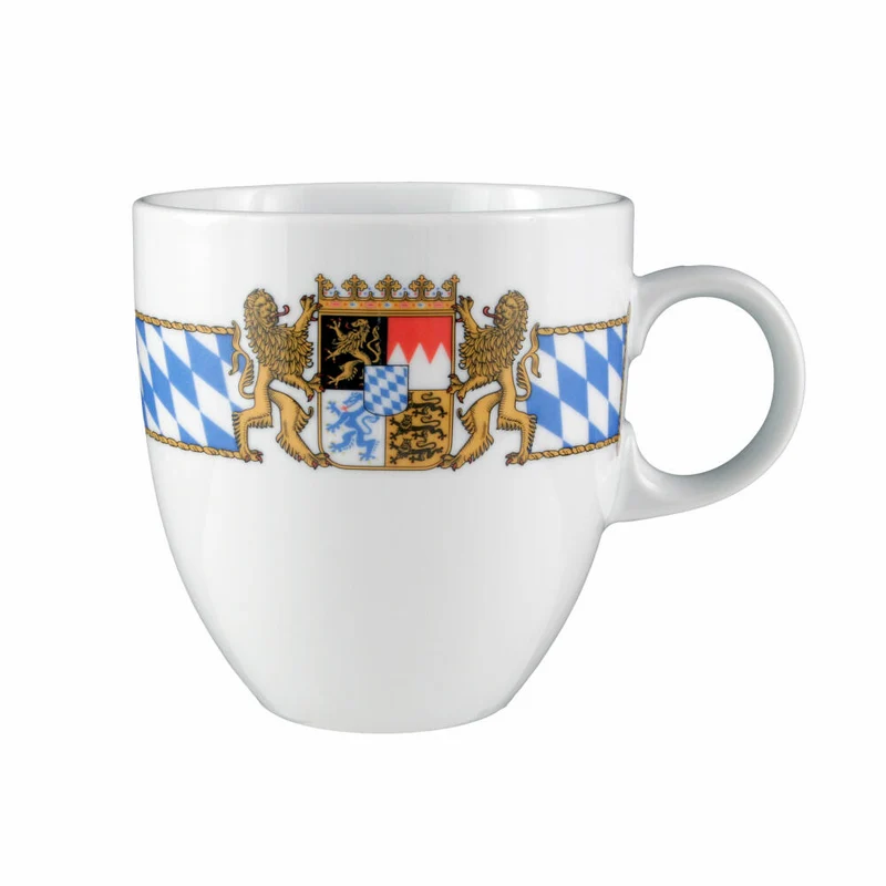 Seltmann Weiden Compact Becher, Kaffeebecher, Teetasse, Tasse, Porzellan, Bayern Dekor, 500 ml, 001.479426
