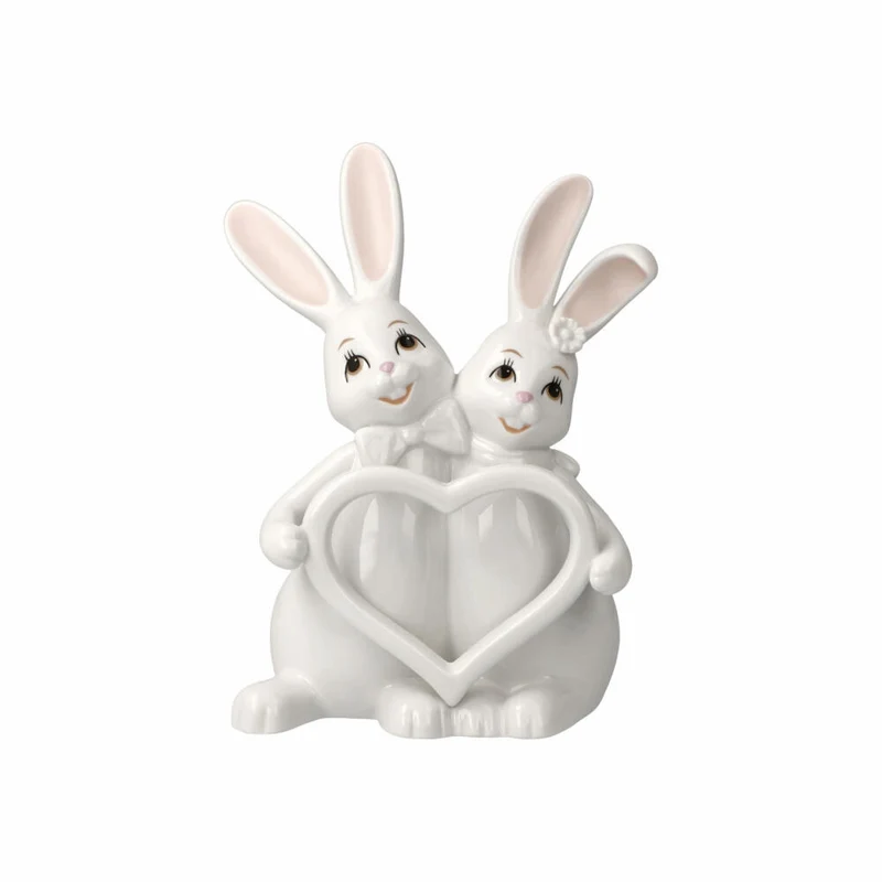 Goebel Figur Hasenpaar Snow White - Forever, Porzellan, weiß, 16 cm, 66845611