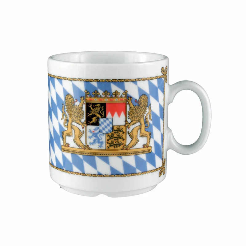 Seltmann Weiden Compact Becher, Kaffeebecher, Teetasse, Tasse, Porzellan, Bayern Dekor, 250 ml, 001.325882
