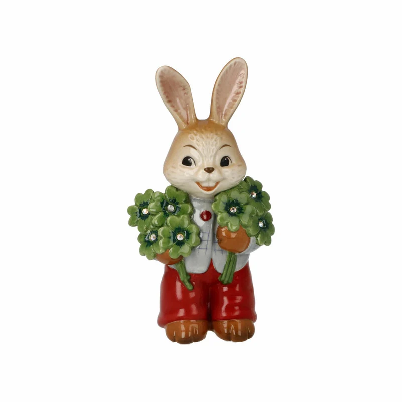 Goebel Figur Hasenjunge - Viel Glück!, Ostern, Steingut, Bunt, 12 cm, 66845881
