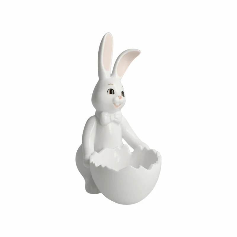 Goebel Figur Hase mit Schale Snow White - Sweet Boy, Porzellan, Bunt, 16 cm, 66845921