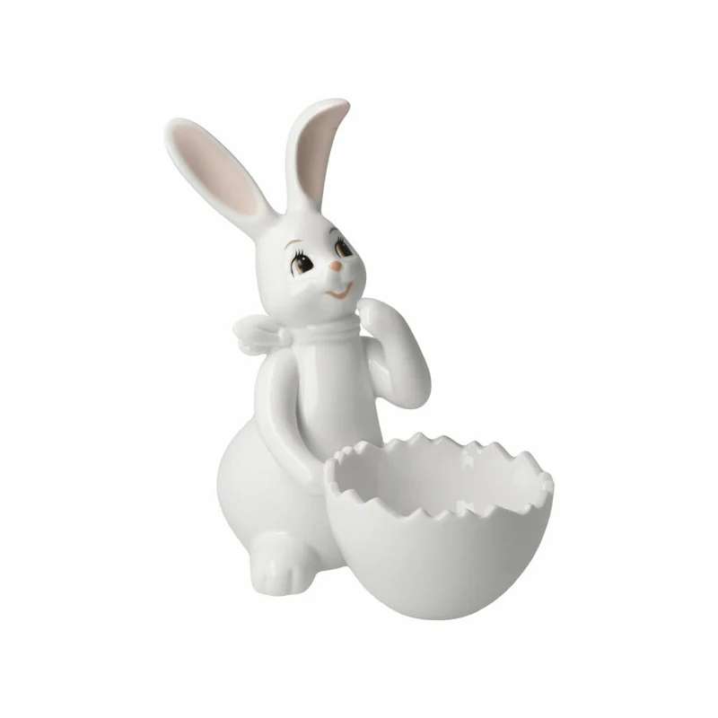 Goebel Figur Hase mit Schale Snow White - Cute Girl, Porzellan, Bunt, 16 cm, 66845931