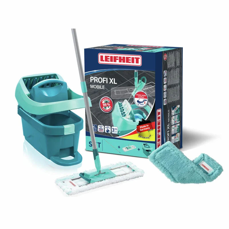 Leifheit Bodenwischer-Set Profi XL Mobile + static plus Bezug, Wischtuchpresse und Wischer, 55168