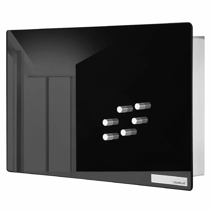 Blomus Schlüsselkasten, Glasmagnettafel Velio, Magnetwand, Schlüsselbrett, 20x30 cm, Schwarz, 65364